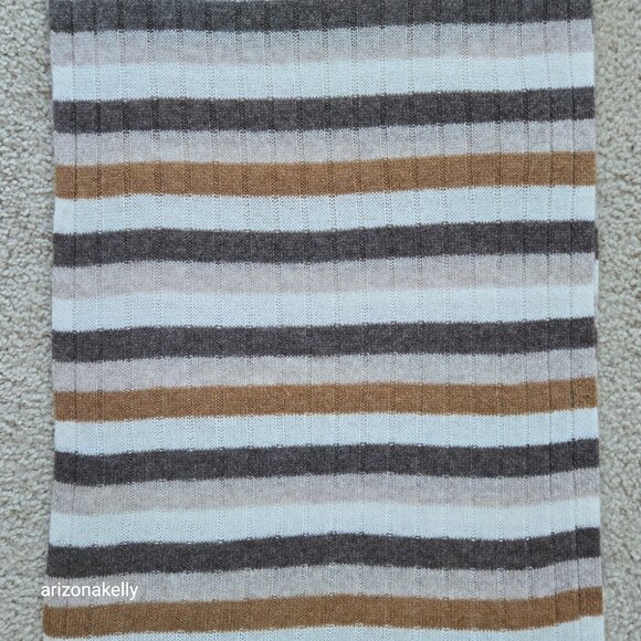 NWOT Cashmere Ribbed Scarf in Neutral Stripes - Picture 2 of 7